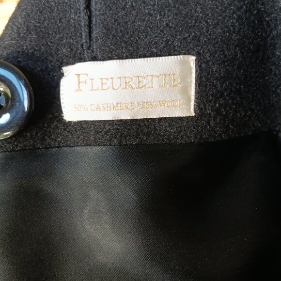 Vintage Fleurette Italian Cashmere Wool Blend Peacoat Large Buttons Lined Winter - Picture 9 of 9
